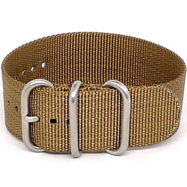 Sand Ballistic Nylon Military Single Piece Watch Band Matte Main By DaLuca Straps.