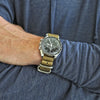 Sand Ballistic Nylon Military Watch Strap With A Matte Silver Buckle By DaLuca Straps.