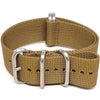 Sand Ballistic Nylon Military Watch Strap With A Matte Silver Buckle By DaLuca Straps.