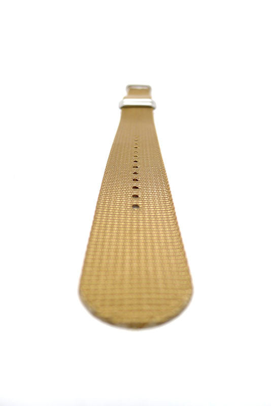 Sand Ballistic Nylon Military Watch Strap With A Matte Silver Buckle By DaLuca Straps.