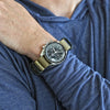 Sand Ballistic Nylon Military Watch Strap With A PVD Buckle By DaLuca Straps.
