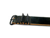 Long View Of A Horween Shell Cordovan Leather Watch Strap In Black With PVD A Buckle By DaLuca Straps.