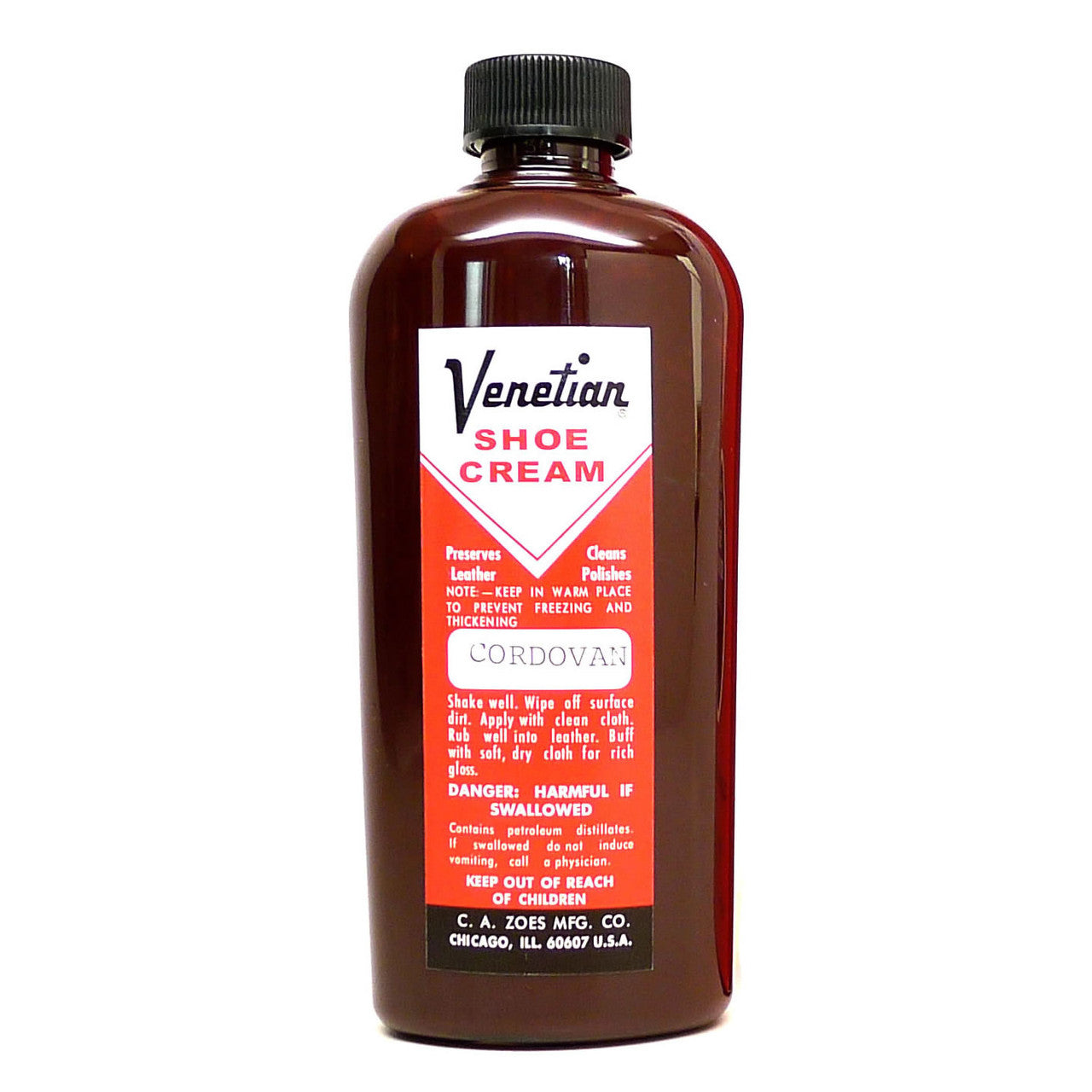 A Venetian Cream in a 3oz Size with a Cordovan Color in a Plastic Bottle DaLuca Straps.