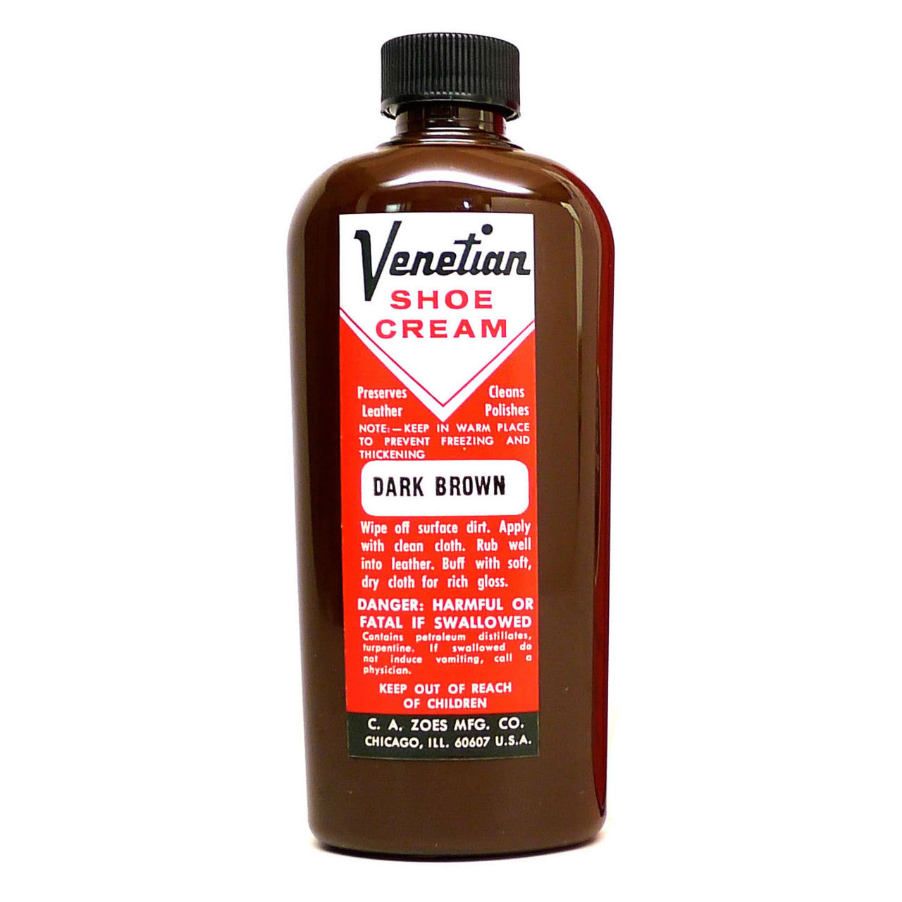 Our Venetian Cream in a 3oz Size with a Dark Brown Color in a Plastic Bottle DaLuca Straps.