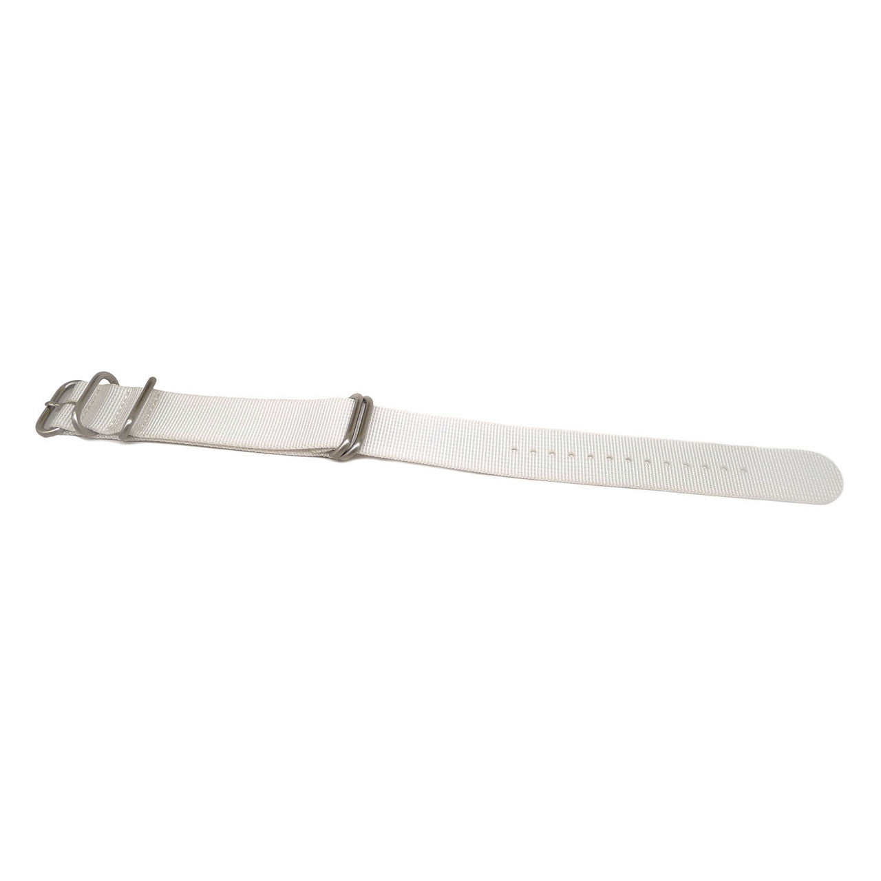 White Ballistic Nylon Military Watch Strap With A Matte Silver Buckle By DaLuca Straps.