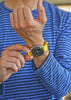 Yellow Ballistic Nylon Military Watch Strap With A Matte Silver Buckle By DaLuca Straps.