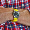 Braided Nylon Perlon Watch Strap Yellow PVD Buckle By DaLuca Straps.