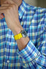 Braided Nylon Perlon Watch Strap Yellow Polished Buckle Main By DaLuca Straps.