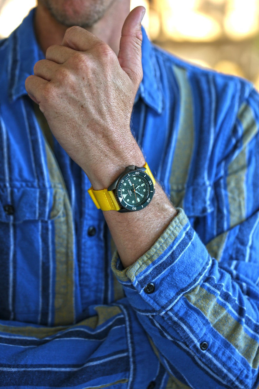 Yellow Two Piece Ballistic Nylon Military Strap Matte By DaLuca Straps.