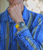 Two Piece Ballistic Nylon Watch Strap Yellow PVD By DaLuca Straps.