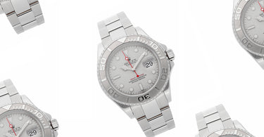 Rolex Yachtmaster Silver Watch with red hand