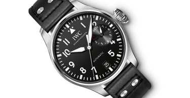 IWC Big Pilot Watch on a black leather watch strap