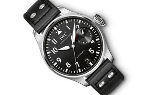 IWC Big Pilot Watch on a black leather watch strap