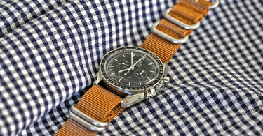 omega speedmaster pro on a nylon watch strap