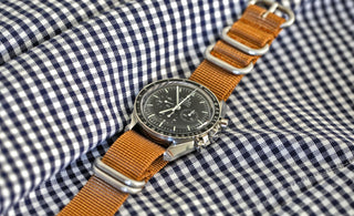 omega speedmaster pro on a nylon watch strap