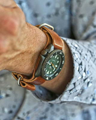 horween shell cordovan watch strap on a seiko 5