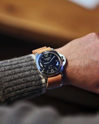 swiss ammo pouch watch strap on a panerai 233 watch