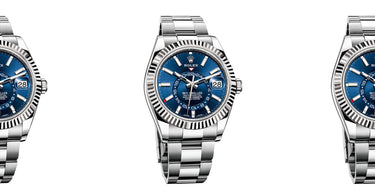 Rolex Sky-Dweller watch with blue dial