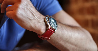 red leather watch strap on a panerai 233 watch