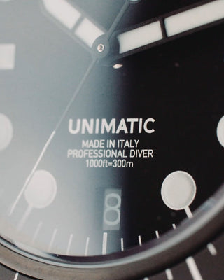 unimatic watch dial close up