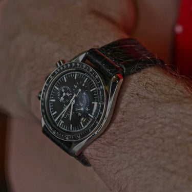 24mm Exotic Skin Alligator Watch Strap on an omega speedmaster pro watch