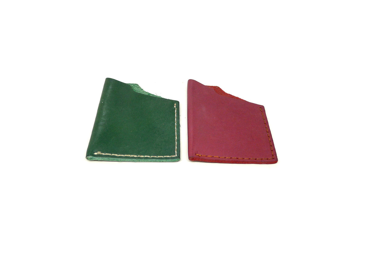 Leather Angle Wallet GREEN + MAGENTA 2x Pack (SKU 143) Clearance