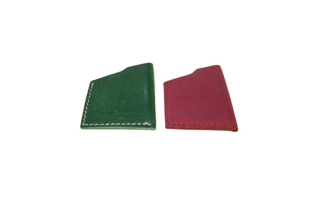 Leather Angle Wallet GREEN + MAGENTA 2x Pack (SKU 143)