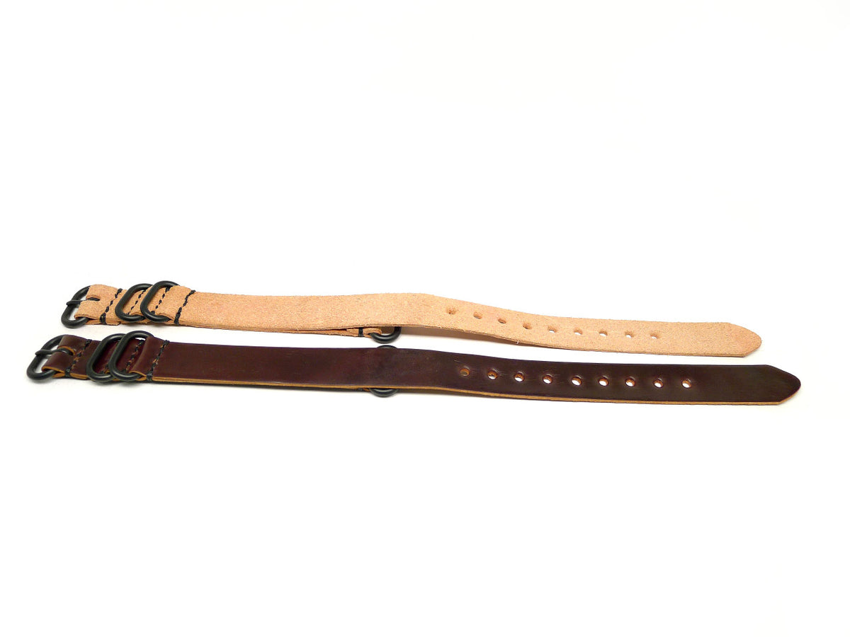 18mm Horween Shell Cordovan watch strap 2-pack, set 18-15