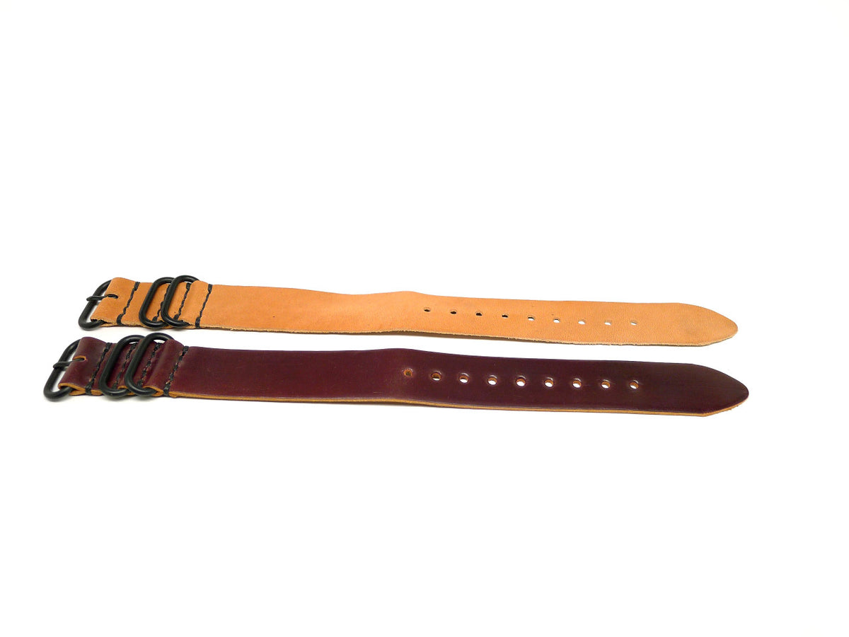 24mm Horween Shell Cordovan watch strap 2-pack, set 24-22