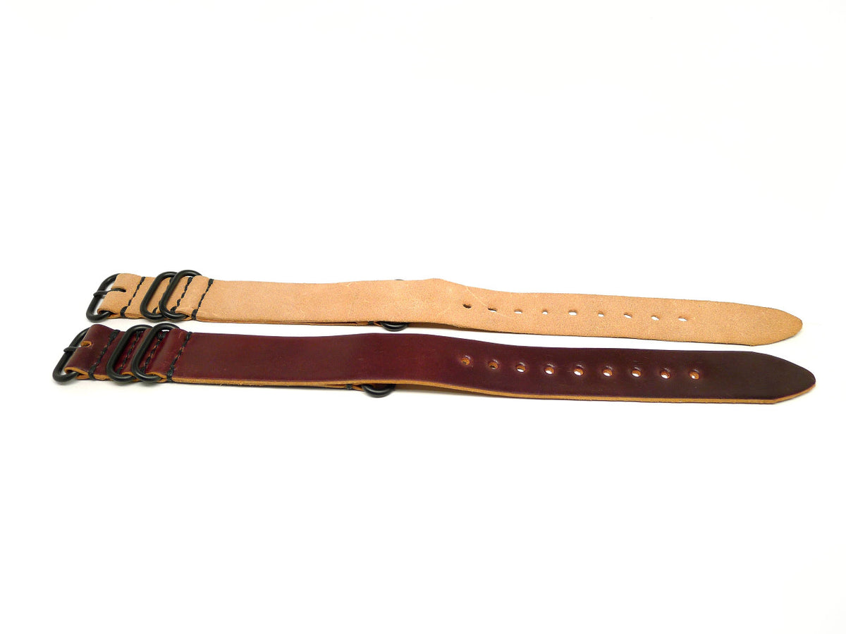 24mm Horween Shell Cordovan watch strap 2-pack, set 24-3