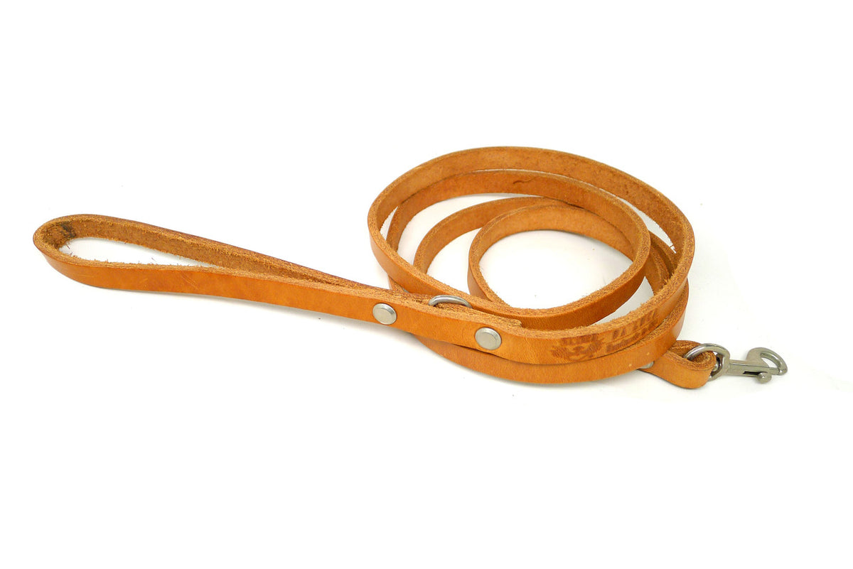Handmade 1/2" Natural Leather Dog Leash - Small/Medium (SKU B) Clearance