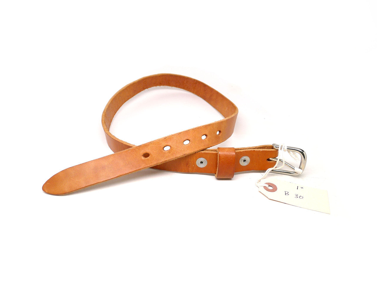 Handmade 1" Leather Belt Size 30 - Natural (B) Clearance