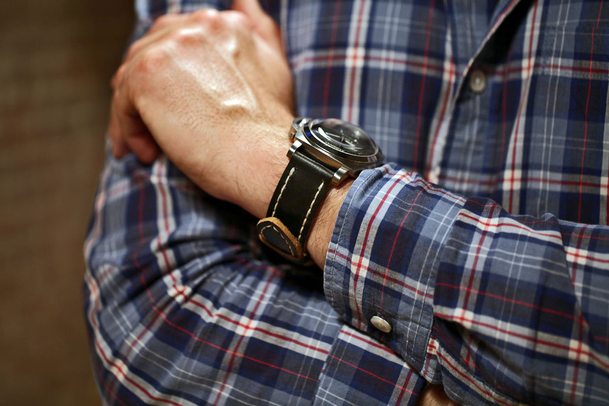 Vintage French Ammo Military Watch Band In Black By DaLuca Straps.