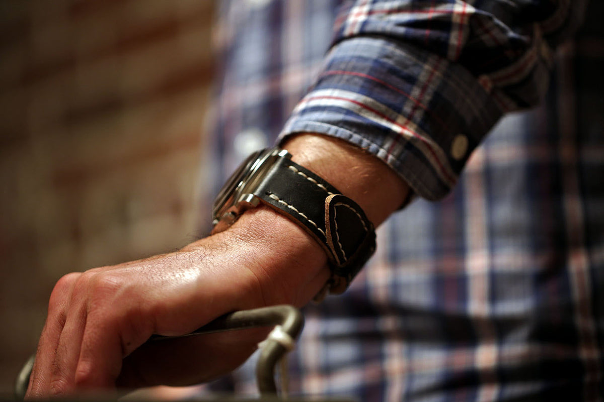 Vintage French Ammo Military Watch Band In Black By DaLuca Straps.