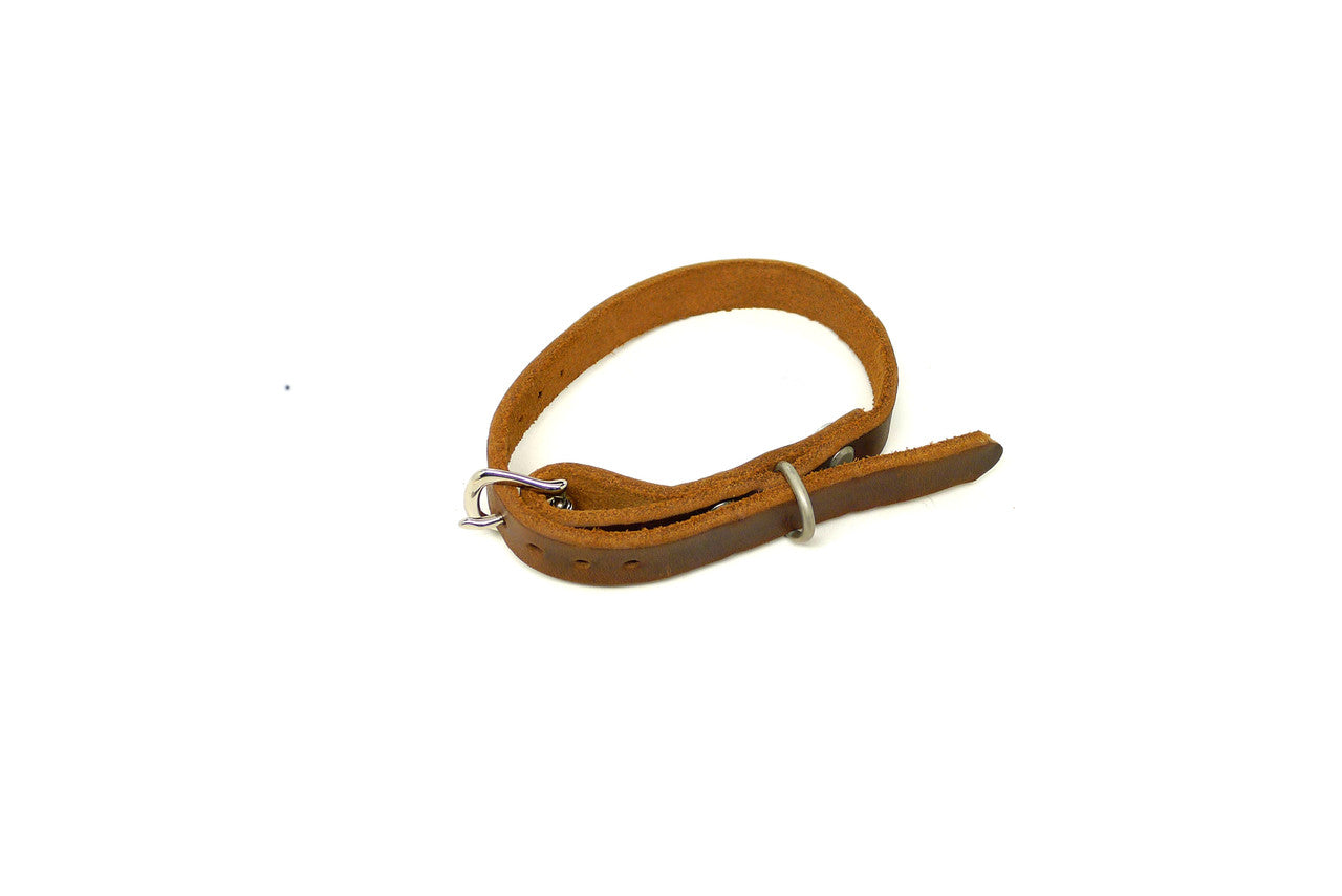 Handmade 1/2" Brown Leather Dog Collar - Small (SKU FS) Clearance