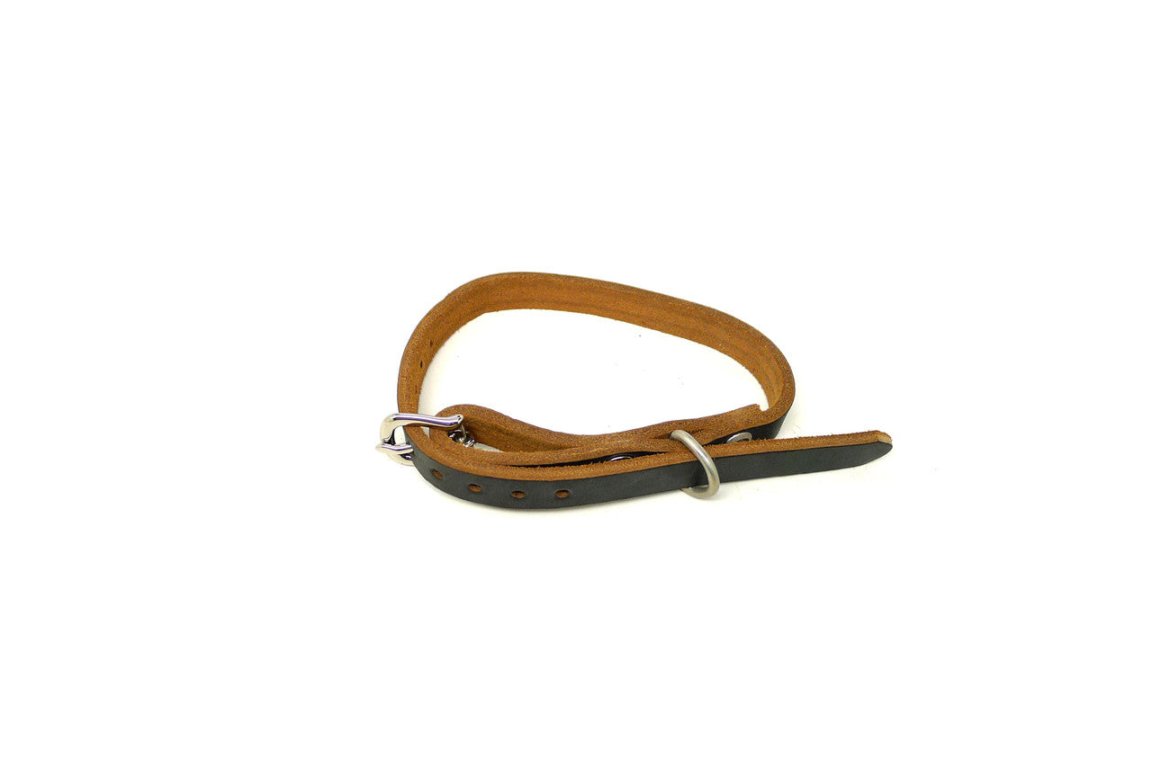 Handmade 1/2" Black Leather Dog Collar - Small (SKU GS) Clearance