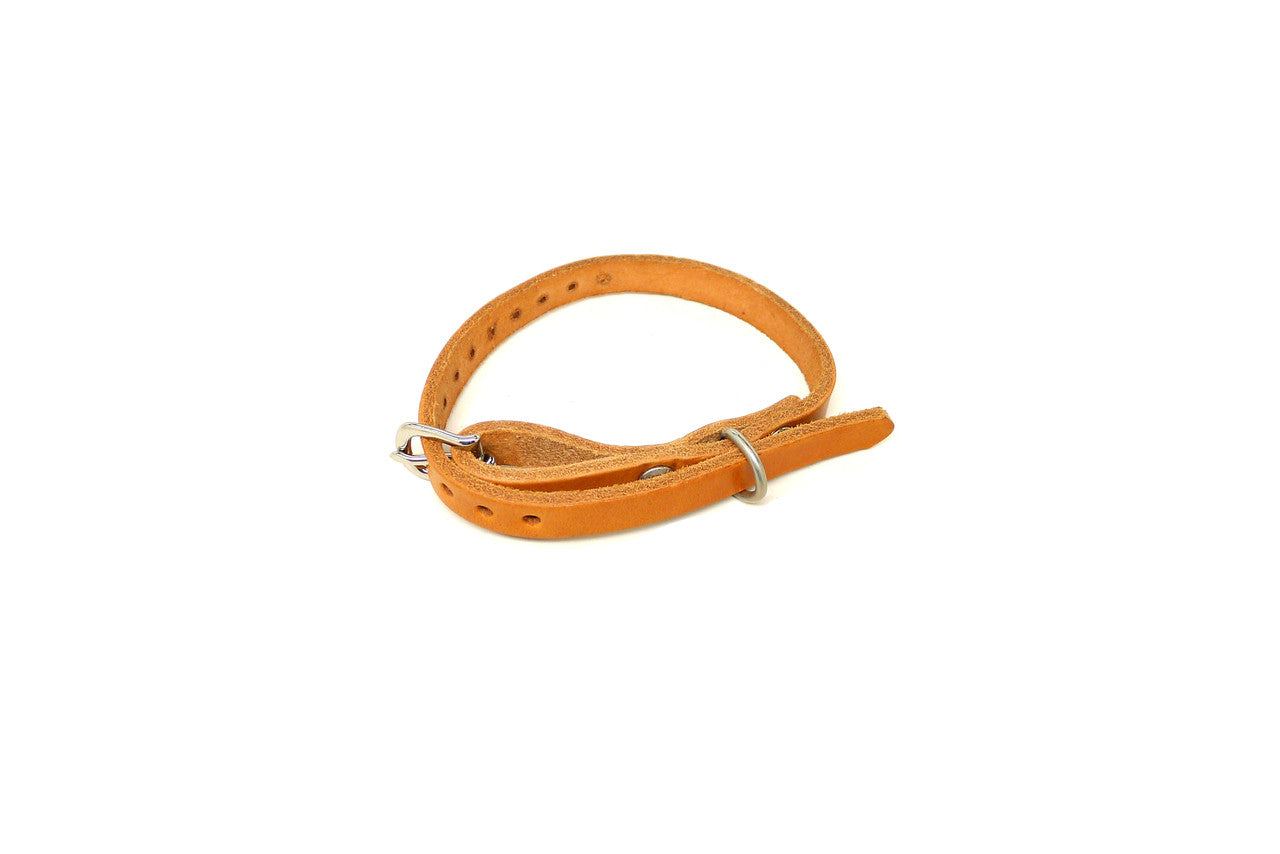 Handmade 1/2" Natural Leather Dog Collar - X Small (SKU JXS) Clearance