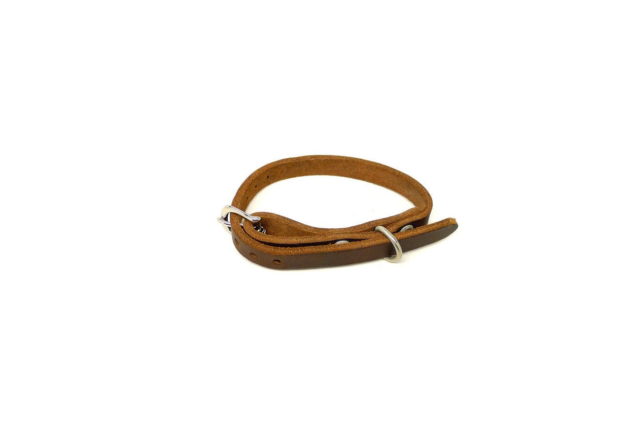 Handmade 1/2" Brown Leather Dog Collar - X Small (SKU LXS) Clearance