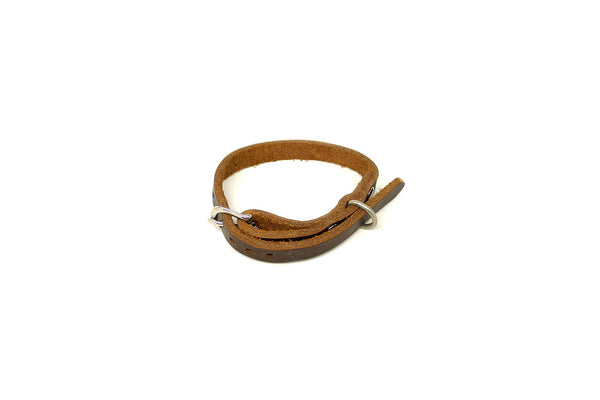 Handmade 1/2" Brown Leather Dog Collar - X Small (SKU MXS) Clearance