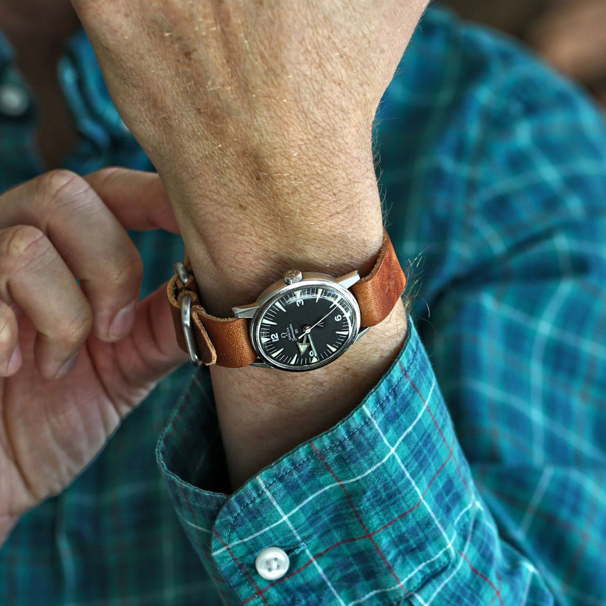 Military 1 Piece Watch Strap Natural Dublin Matte Lifestyle By DaLuca Straps.