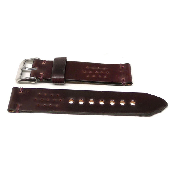 A Genuine Handmade Horween Shell Cordovan Rally Watch Band In Color 8 By DaLuca Straps.