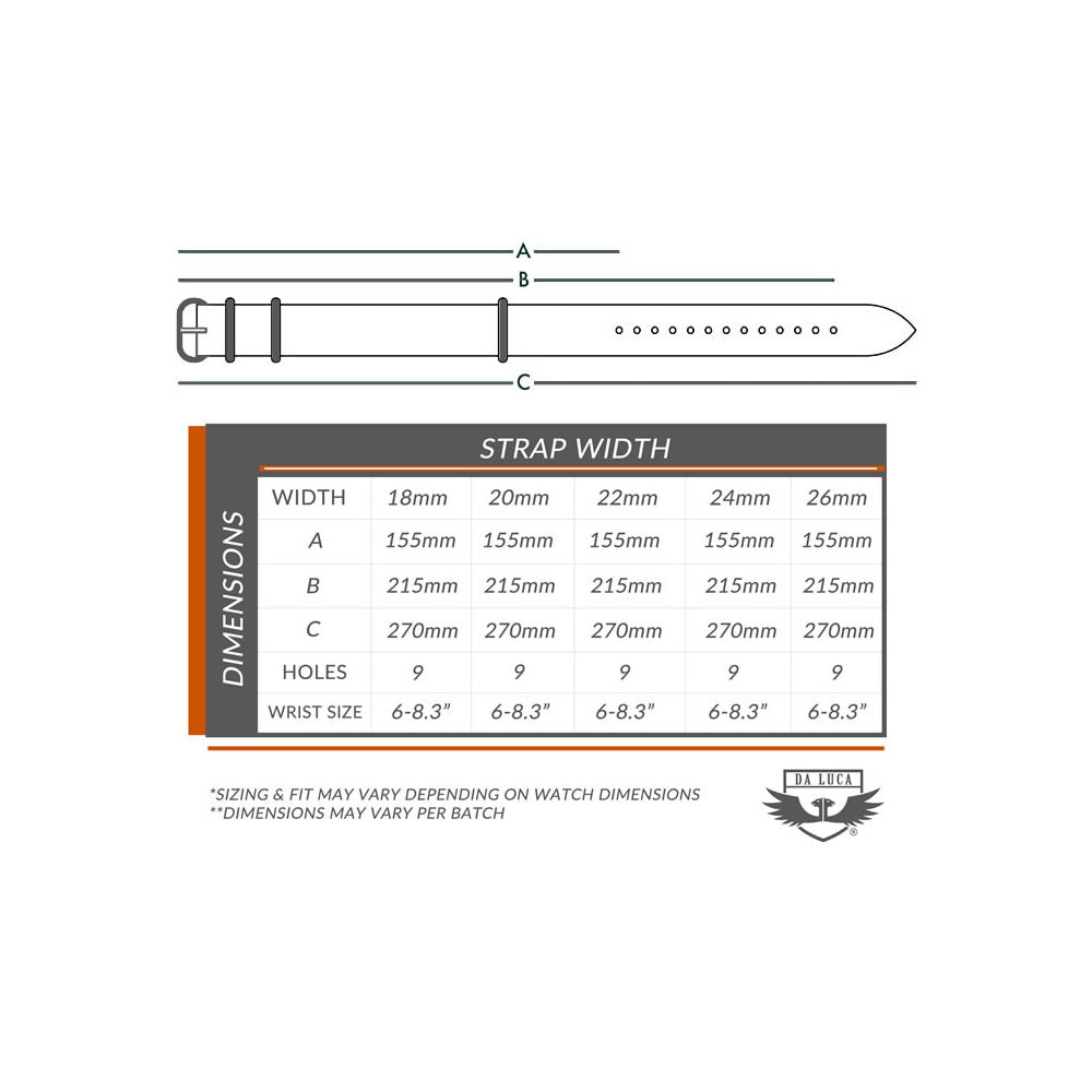 Strap Sizing Chart Military Leather 1 Piece Watch Straps