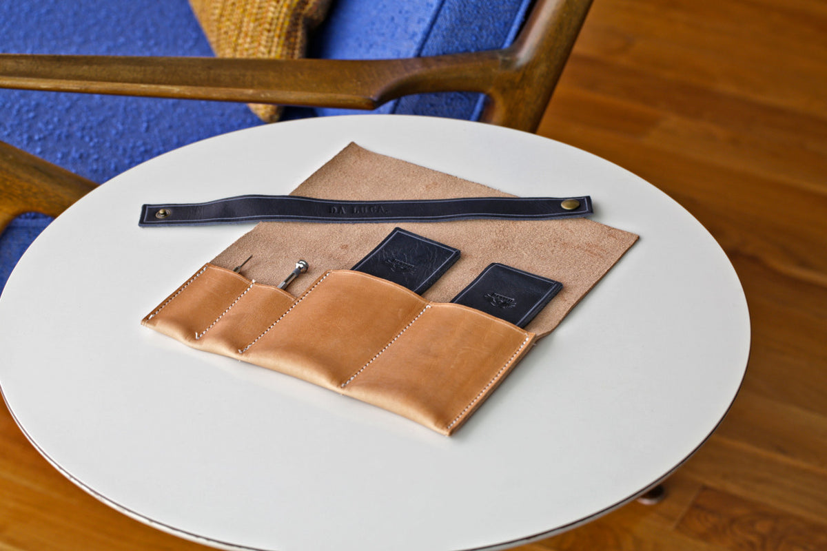 A Handmade Travel Watch Case From Genuine Horween Natural Essex Leather By DaLuca Straps.