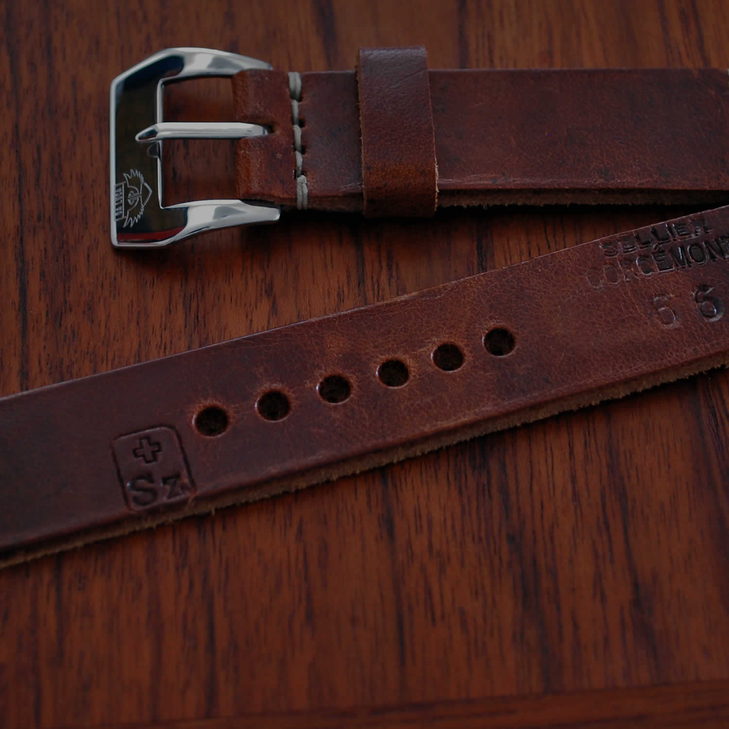 handmade vintage swiss ammo pouch watch strap with stamps