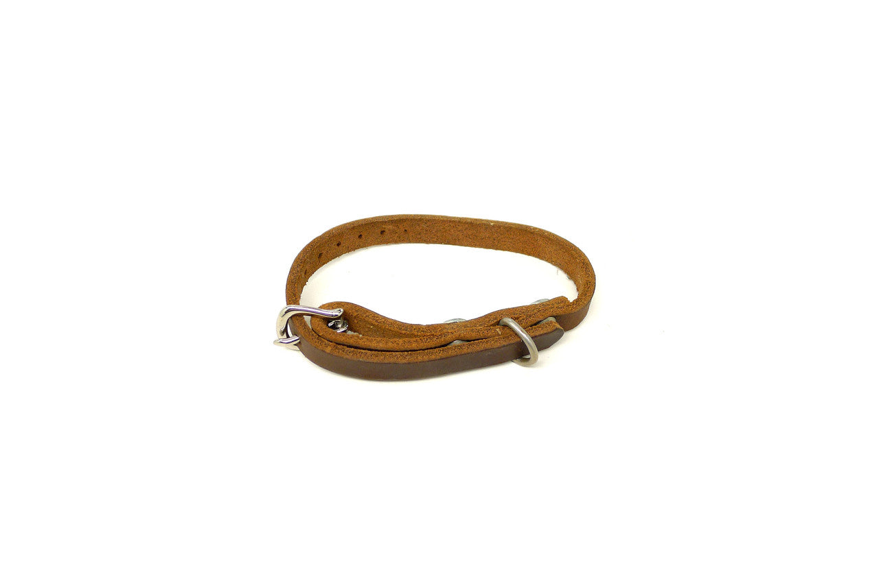Handmade 1/2" Brown Leather Dog Collar - X Small (SKU X3) Clearance