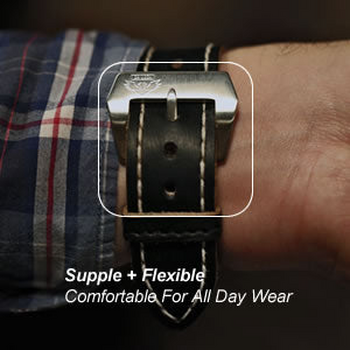 Handmade watch strap comfort and flexibility detail
