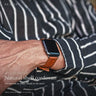 DA LUCA Natural shell cordovan Apple Watch strap. Product details and wrist styling.