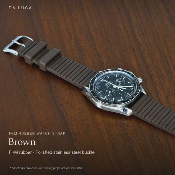 DA LUCA FKM Rubber Racer Watch Strap - Brown. Official product film with readable details. #Color_Brown (Fkm-Racer)