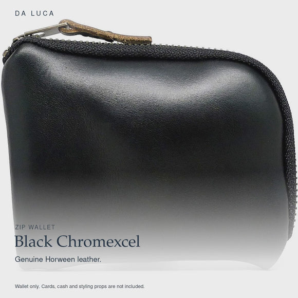 DA LUCA Leather Zip Wallet - Black Chromexcel (Black Zipper). Official product film with readable details. #Color_Black Chromexcel (Wlt-zip)