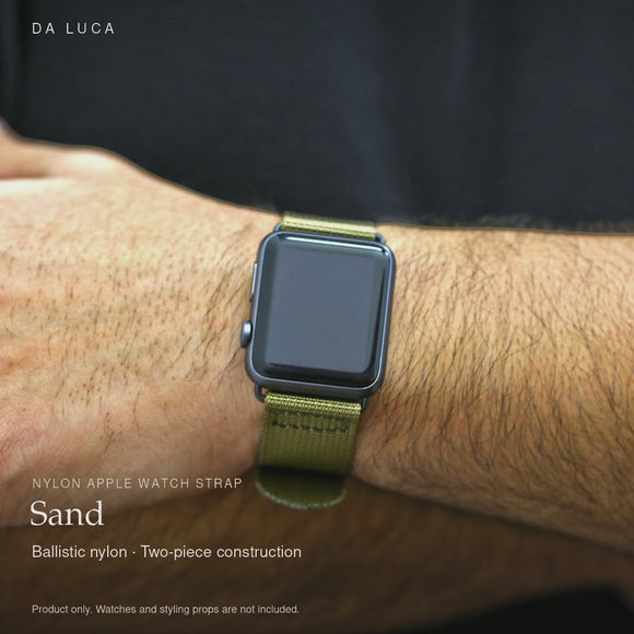 DA LUCA Nylon Apple Watch Strap - Sand. Official product film with readable details. #Color_Sand (Nylon 2P PVD)